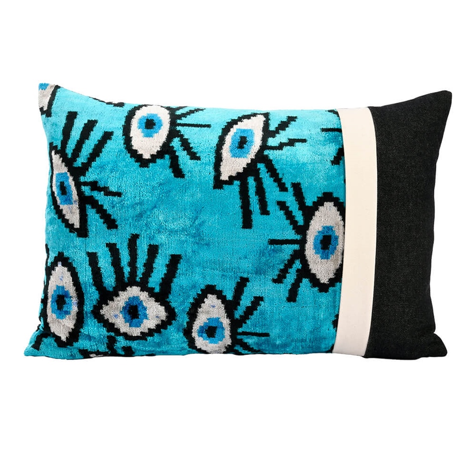 Eye Ikat Turquoise Pillow